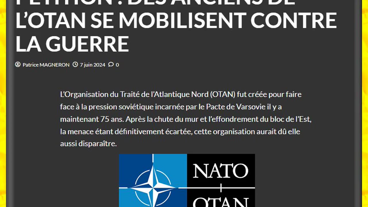 PETITION : DES ANCIENS DE L’OTAN SE MOBILISENT CONTRE LA GUERRE