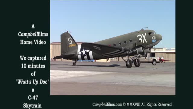 WARBIRD Aviation WWII C-47 "What's Up Doc" Does a Takeoff and Flyby