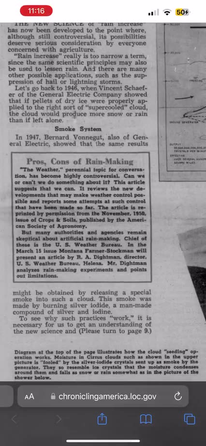 CHECK OUT THIS MONTANA NEWSPAPER FROM 1951 𒅒 OPENLY DESCRIBING HOW WEATHER MODIFICATION WORKS