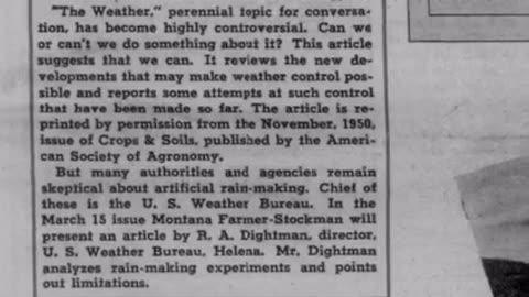 CHECK OUT THIS MONTANA NEWSPAPER FROM 1951 𒅒 OPENLY DESCRIBING HOW WEATHER MODIFICATION WORKS