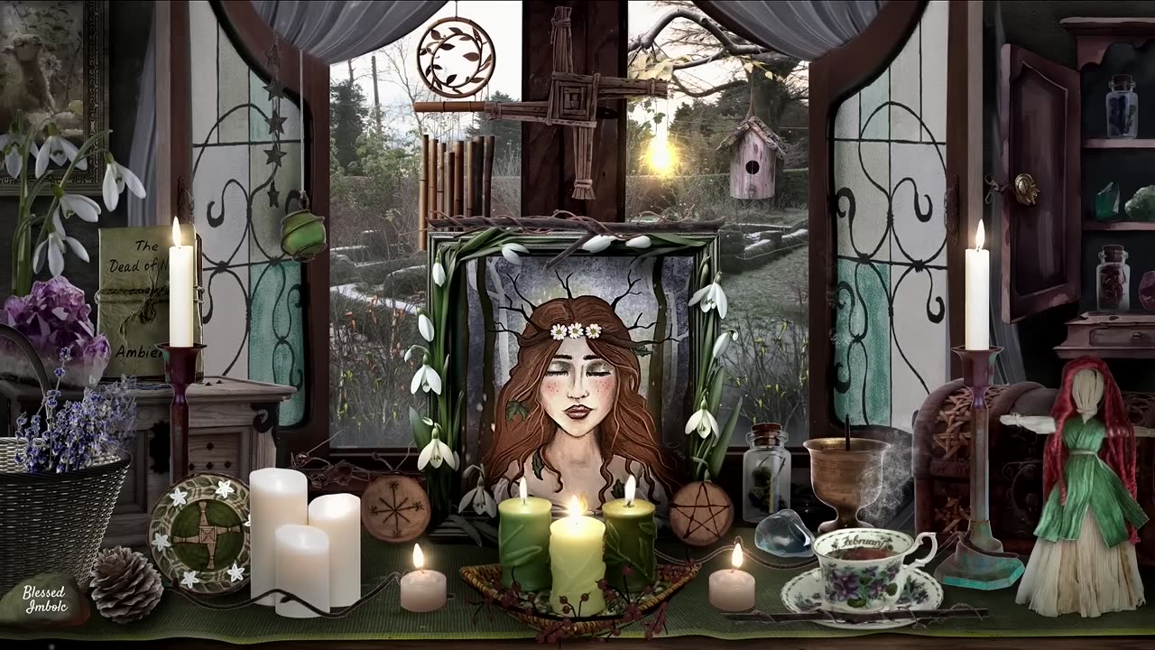 Imbolc Altar Ambience ☀️❄️🕯️🐑 _ Saint Brigid's Day _ A Harbinger of Spring _ ASMR