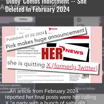 Fact Check: Pink Did NOT 'Wipe' X Account In September 2024 After Diddy Indictment -- February 2024