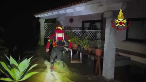 Firefighters Save 6 During Severe Flooding In Sardinia