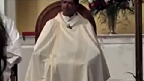 Priest masturbates in front of his congregation.