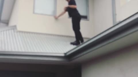 Guy Falls Off Roof Straight into Car