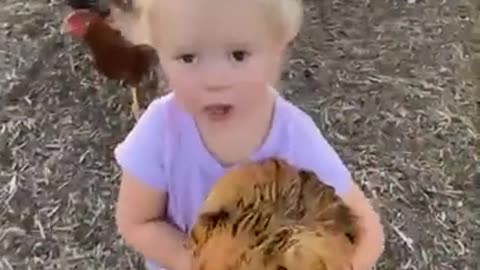 Little girl loves animals