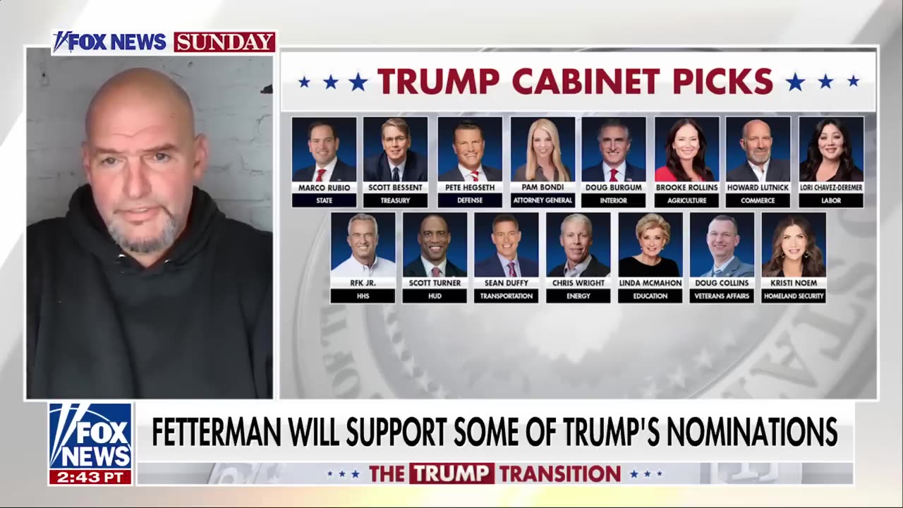 Sen. Fetterman open to some of Trump's Cabinet picks Not going to 'pre-hate'