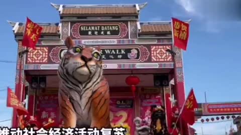 Malaysia is currently the largest outdoor mascot for the Year of the Tiger "Golden Tiger".