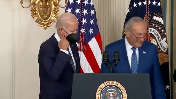 They are Laughing at Us Biden takes off his mask so he can cough into his hand.