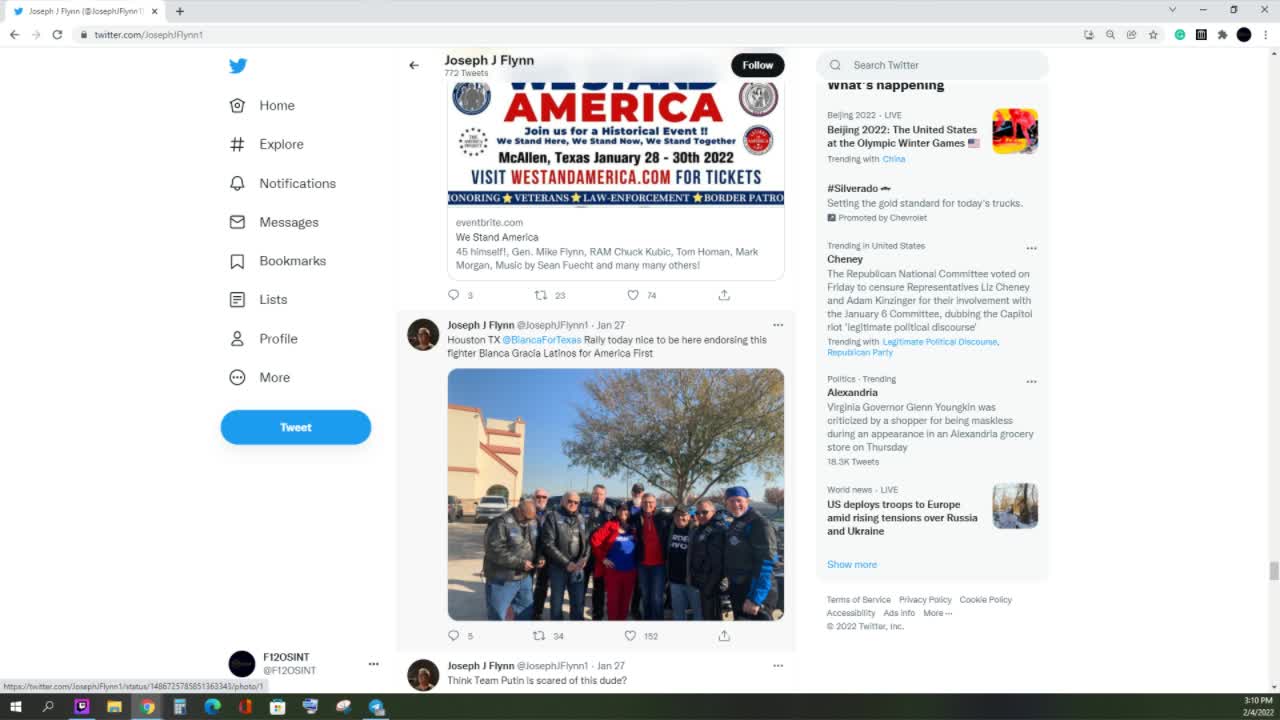 Misc J Flynn Tweets 1/22- 2/4/22