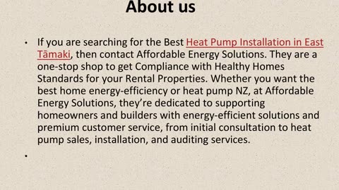 One Of The Best Heat Pump Installation in East Tāmaki.