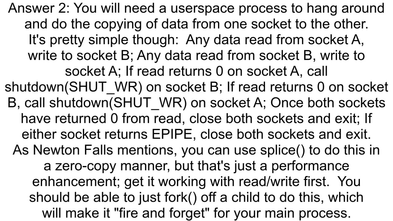 How can I quotinterconnectquot two sockets in Linux