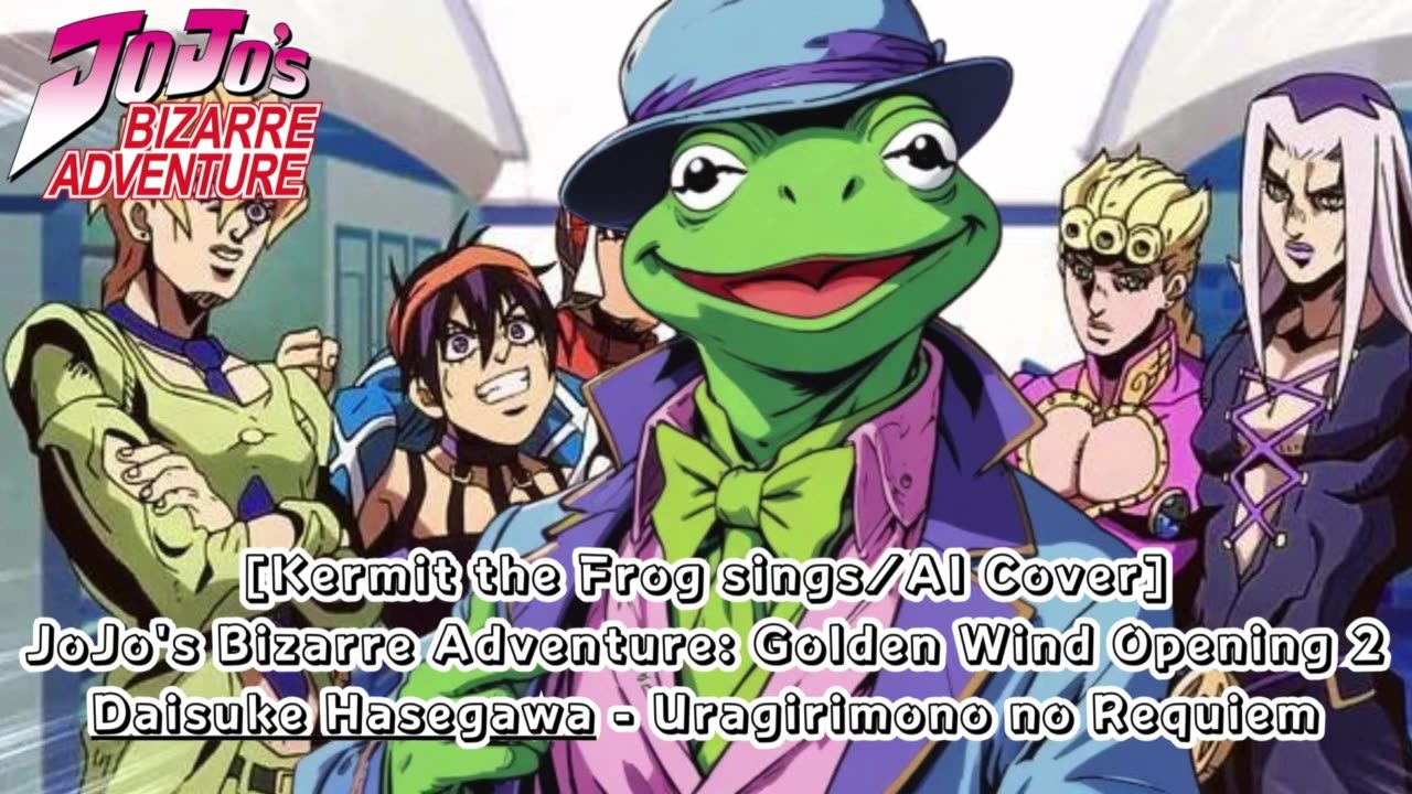 [Kermit the Frog sings/AI Cover] JJBA: Golden Wind OP 2 Daisuke Hasegawa - Uragirimonono Rekuiemu