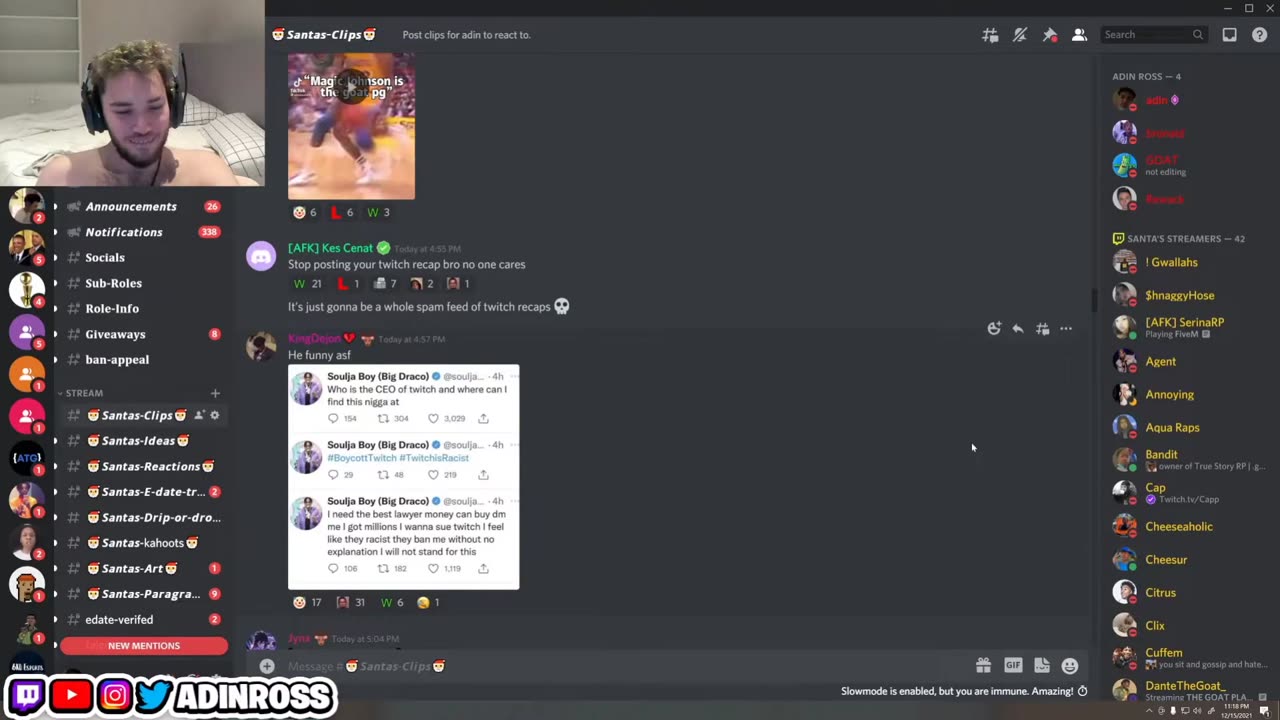 SouljaBoy Gets Adin Ross BANNED Last Twitch Stream ...