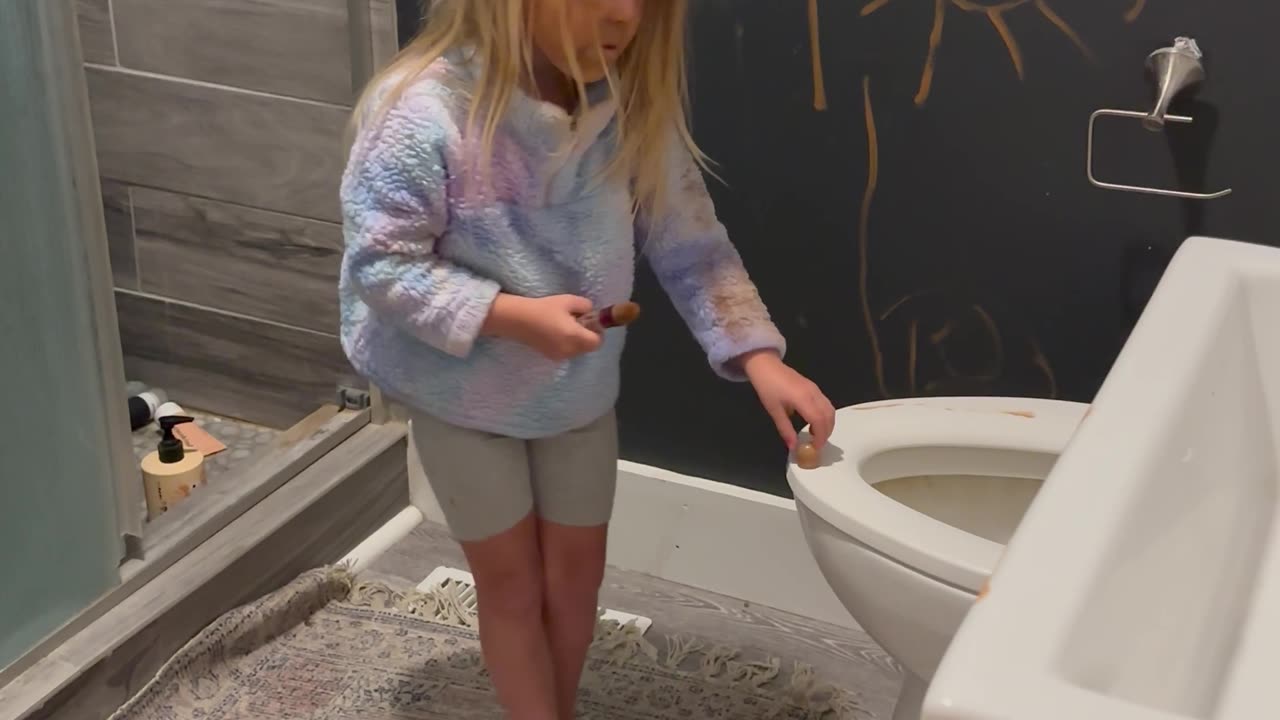 Toddler Draws on Wall With Mom's Makeup