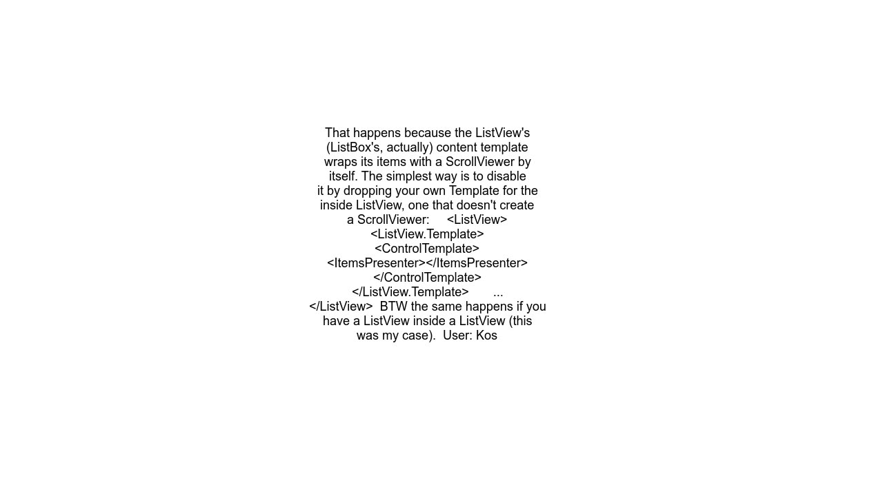 Listview inside of scrollviewer prevents scrollviewer scroll