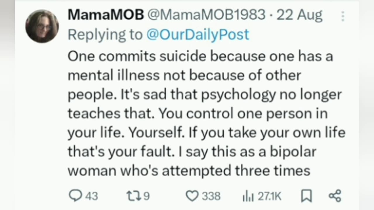 People Don't Commit Suicide Because Of Mental Illness, But Because Of Others