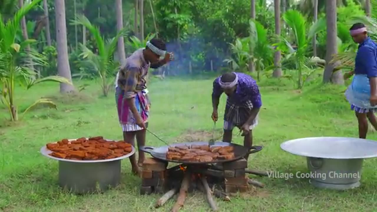 200 Pounds BIG TUNA FISH | Tuna Fish Cutting and Cooking in Village | Tuna Fish Steak Recipe