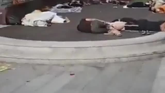 Some Chinese people had to sleep on the streets yesterday in Shenzhen