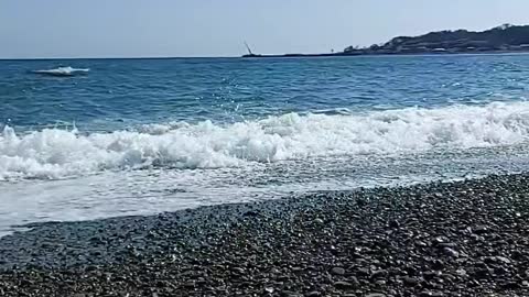 The sound of waves on a beautiful Korean beach