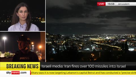 Explosions seen in night sky amid reports Iran has fired nearly 200 missiles at Israel