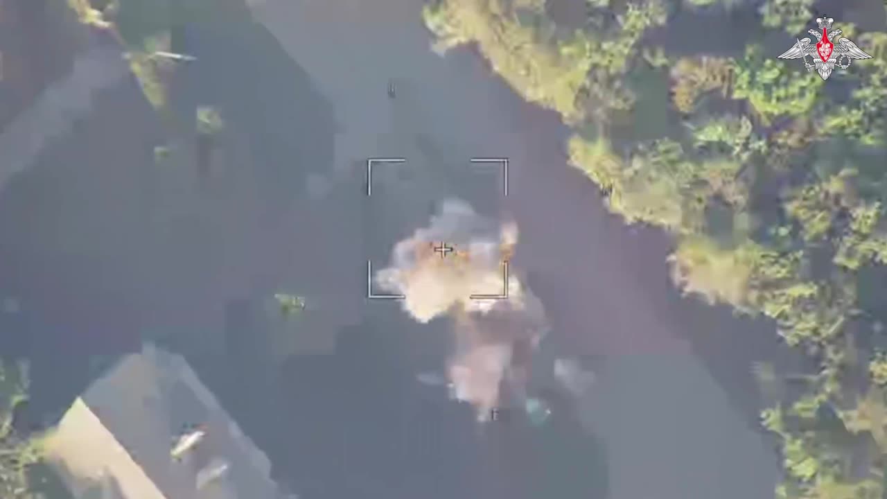 Lancet UAV operators hit an enemy tank in the border area of the Kursk Region.