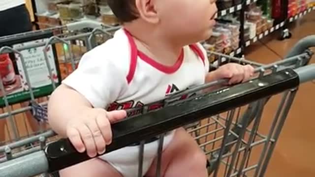 Watch Baby checking out girls at grocery store