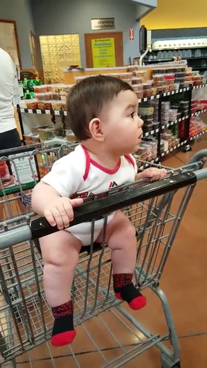 Watch Baby checking out girls at grocery store