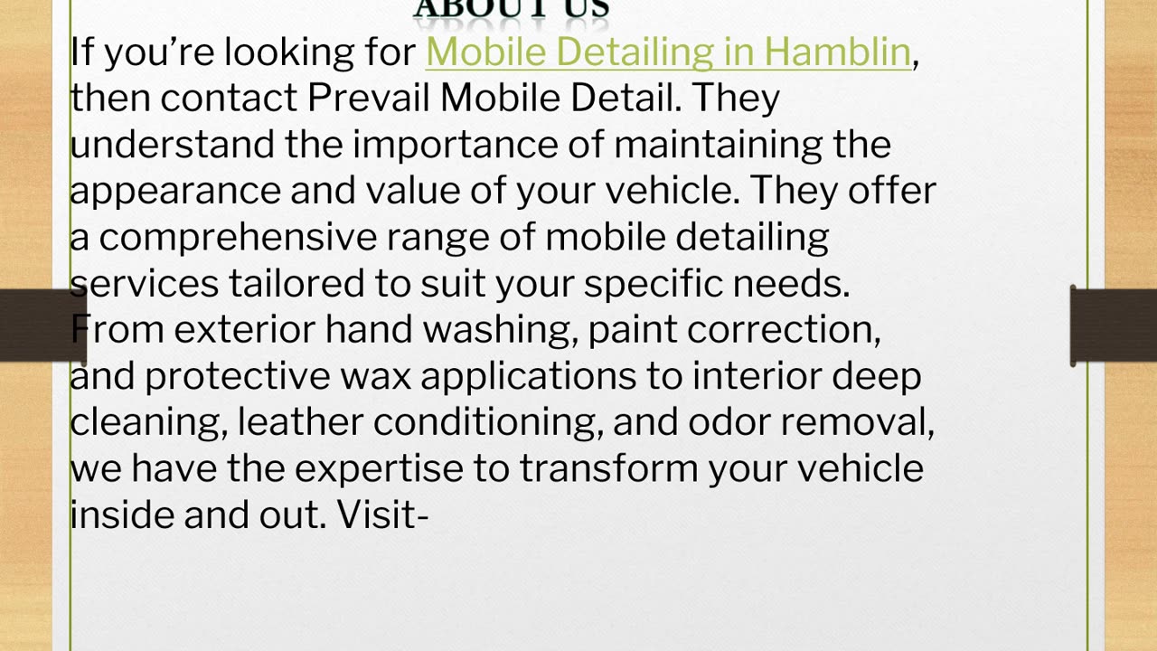 The best Mobile Detailing in Hamblin