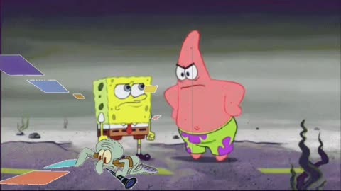 Squidward Is Playing With Tiles While SpongeBob Pulls Down Patrick’s Pants