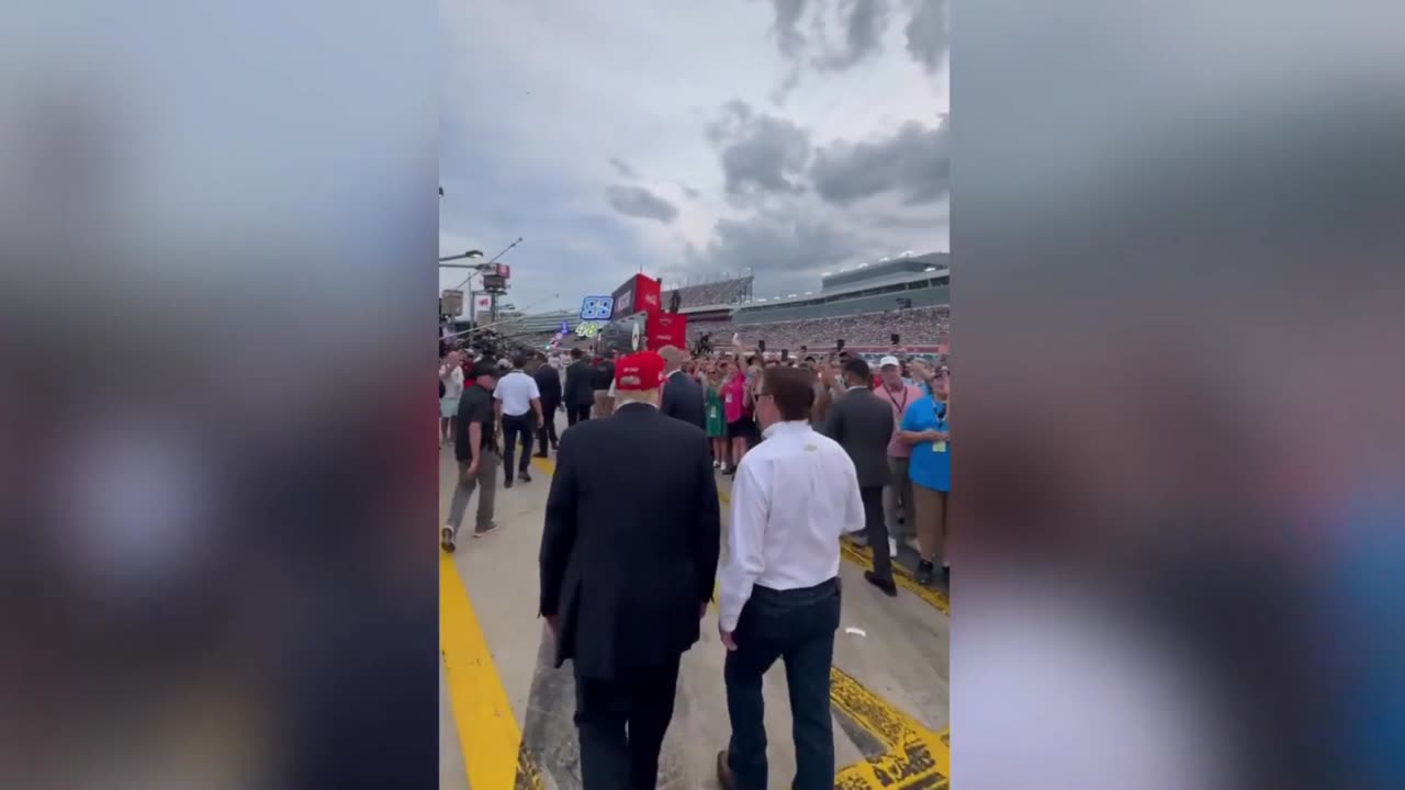 Donald Trump given thunderous welcome at NASCAR race live video