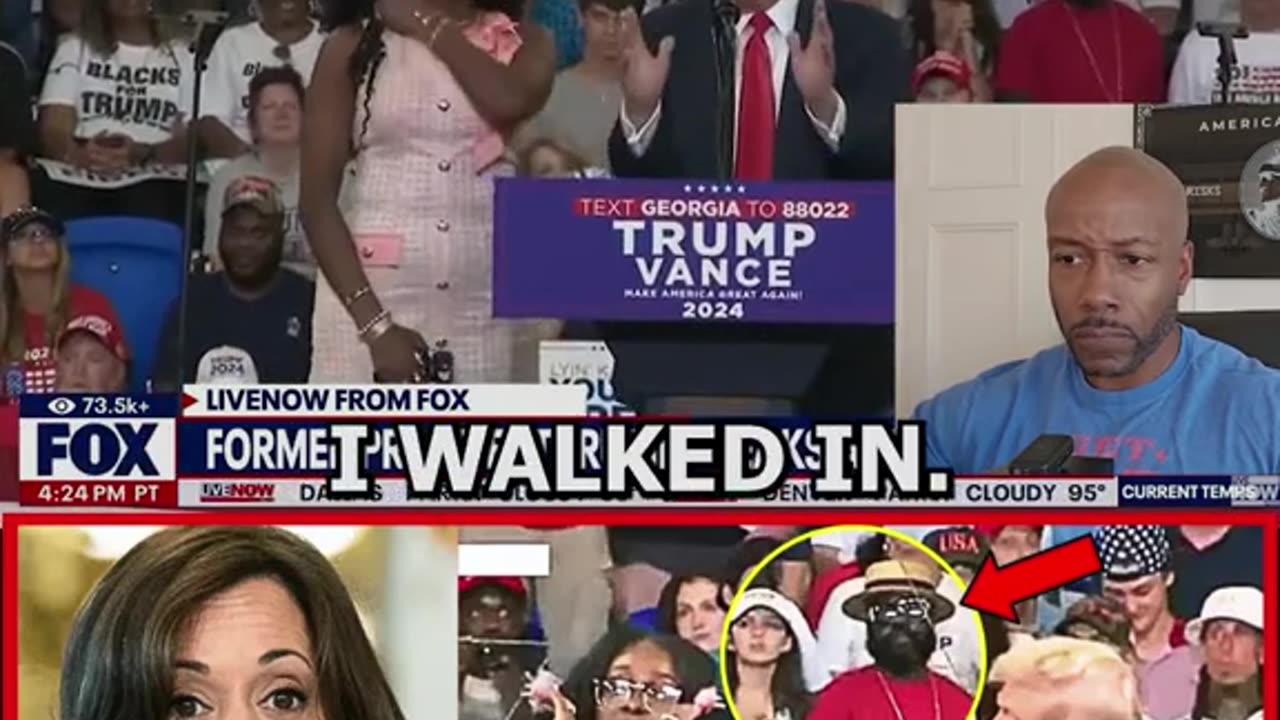 Donald Trump black atl woman grabs microphone and Kamala leaving