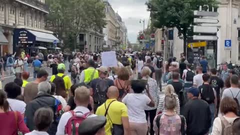 France, Happening Now: Paris packed to the rafters against covid passports.