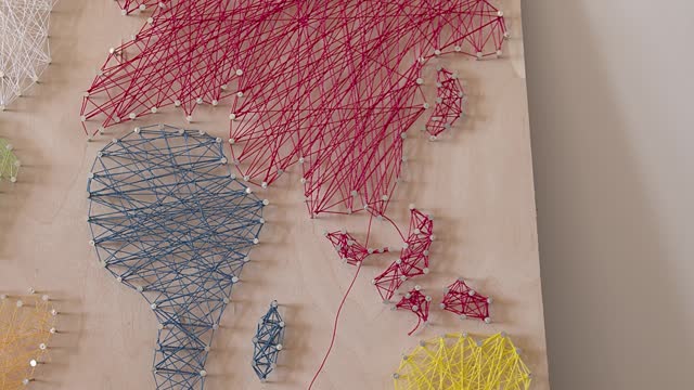 It seems that this cat likes to play with colored threads