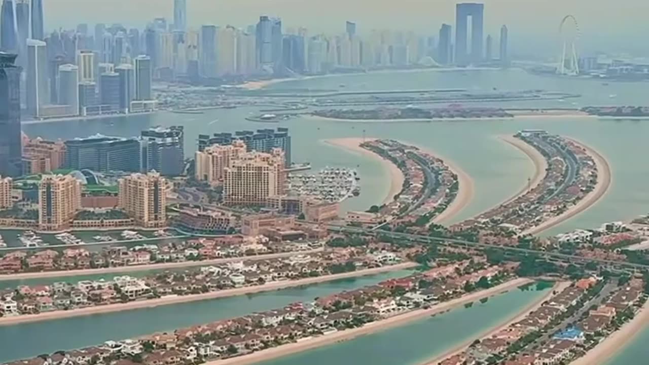 Aerial view of Dubai with the Prince, Palm Island, Artificial Island