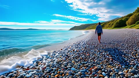 Walking Along A Pebble Beach. Relaxing sounds. Drift into your own happiness.