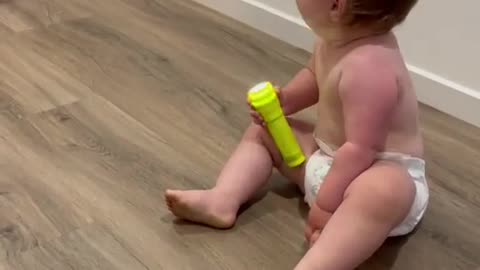 Small baby with crazy brain and the dogs having fun