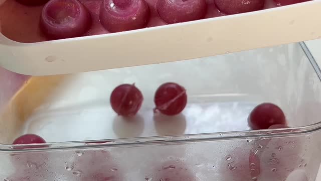 Homemade ice cubes, ice cubes made from grapes