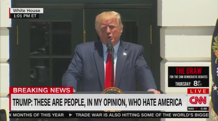 Trump unloads on Omar, AOC, etc. in tense press conference