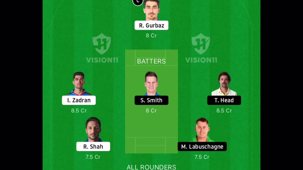 AUSTRALIA 🇦🇺 VS AFGHANISTAN 🇦🇫 DREAM 11 TEAM TODAY MATCH