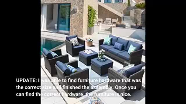 ovios Patio Furniture Set All Weather Outdoor Furniture Sectional Sofa High Back Wicker Rattan Sofa