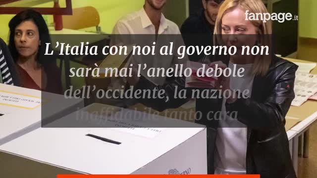 Meloni :“Con Ue e Nato, chi non è d’accordo fuori dal governo" “L’Italia è a pieno titolo, e a testa alta, parte dell’Europa e dell’Alleanza atlantica NATO e che sostiene l'Ucraina" 20 ott 2022