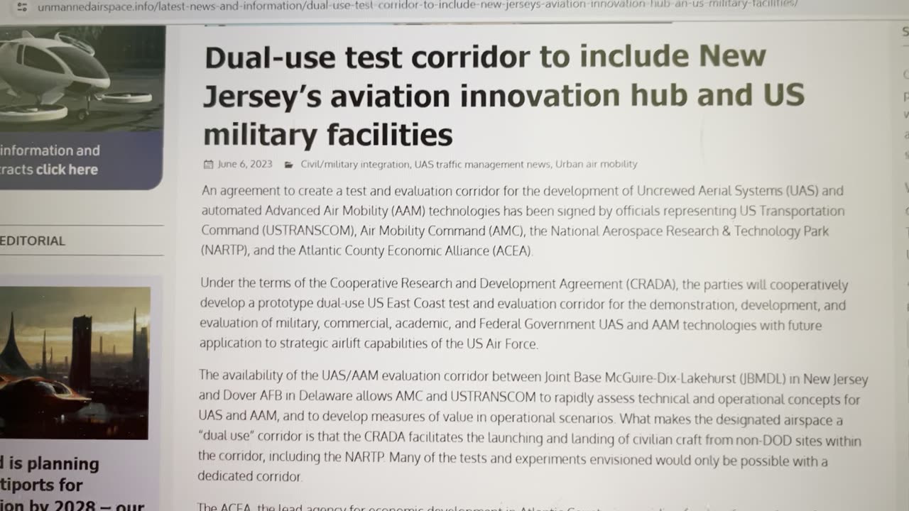 NJ drone dual use test corridor June 2023