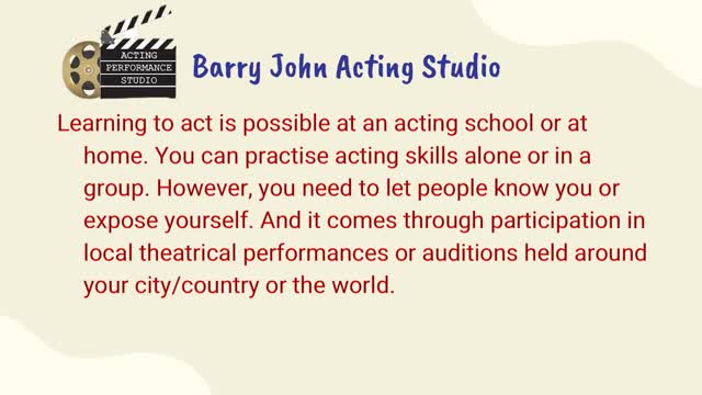 Learn Acting if You Want to Become a Professional Actor