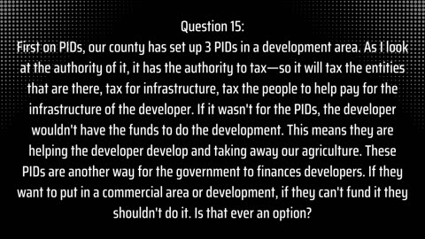 Special Districts: Question 15 - PIDs Finance Developers