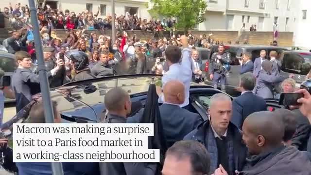 Tomatoes thrown at French president Emmanuel Macron