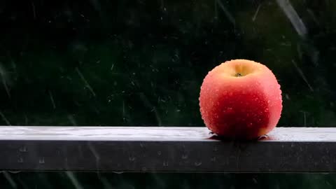 Apples in the rain