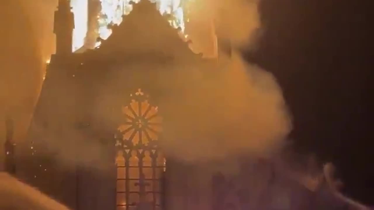 The Church of the Immaculate Conception in Saint-Omer, Pas-de-Calais mysteriously caught on fire