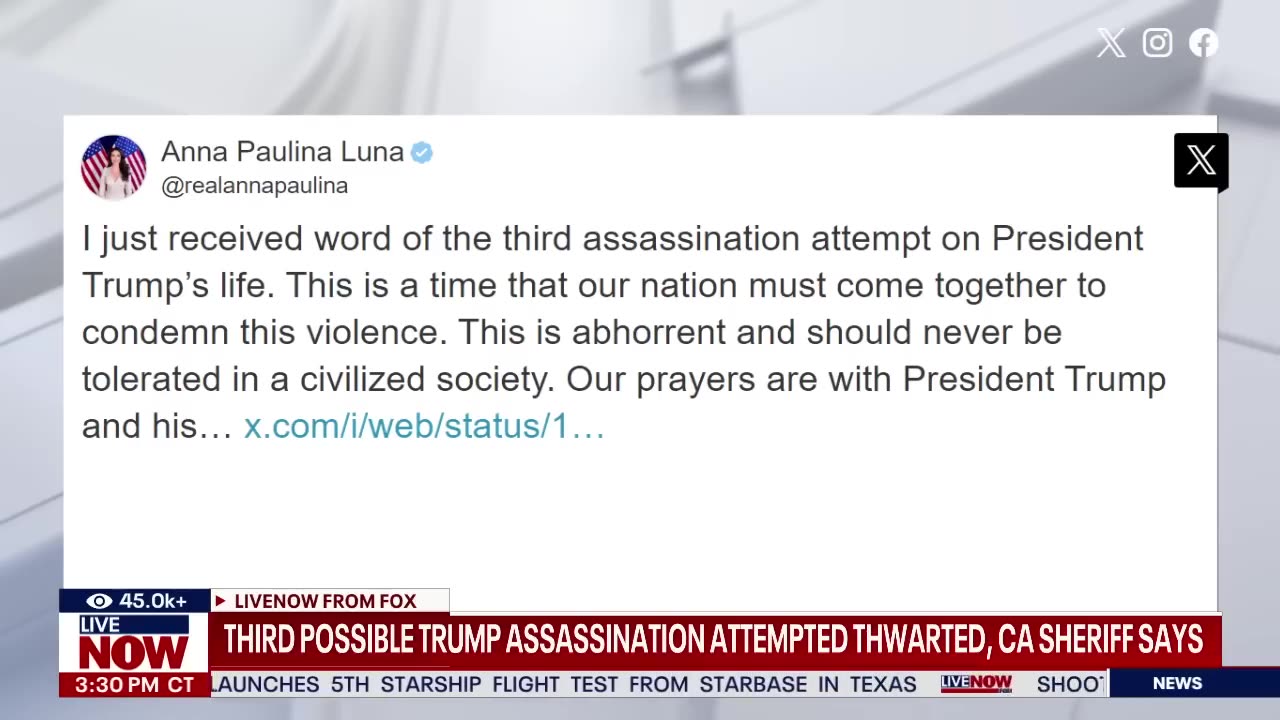 BREAKING: Third possible Trump assassination attempt thwarted, CA sheriff says