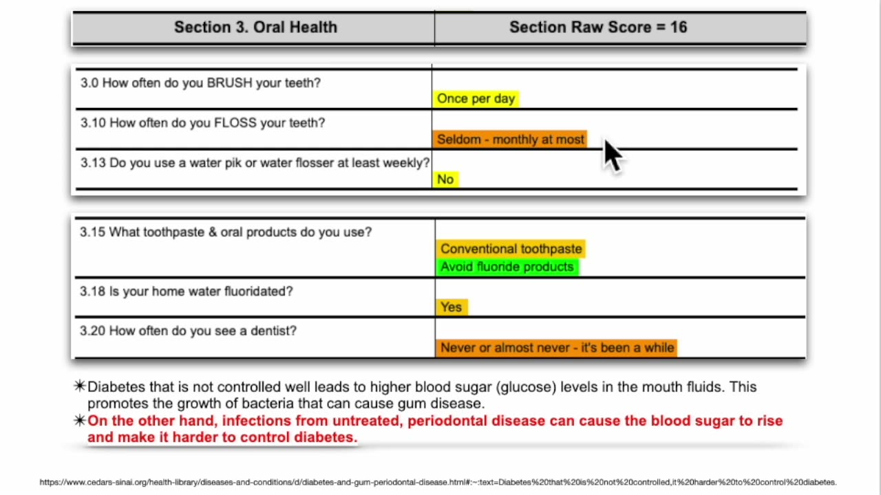 204. CHRONIC DISEASE RISK ASSESSMENT - SECTION 3 - ORAL HEALTH